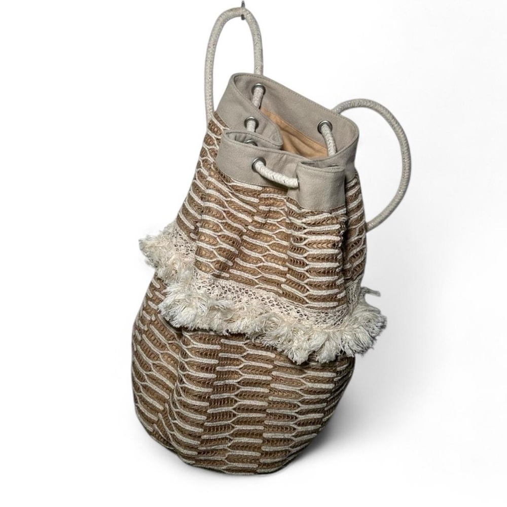EARTHBOUND Tan and Cream Woven Backpack Snakeskin Design